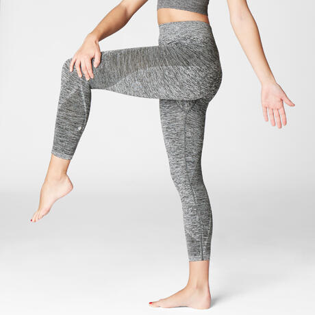 mottled leggings seamless yoga grey domyos