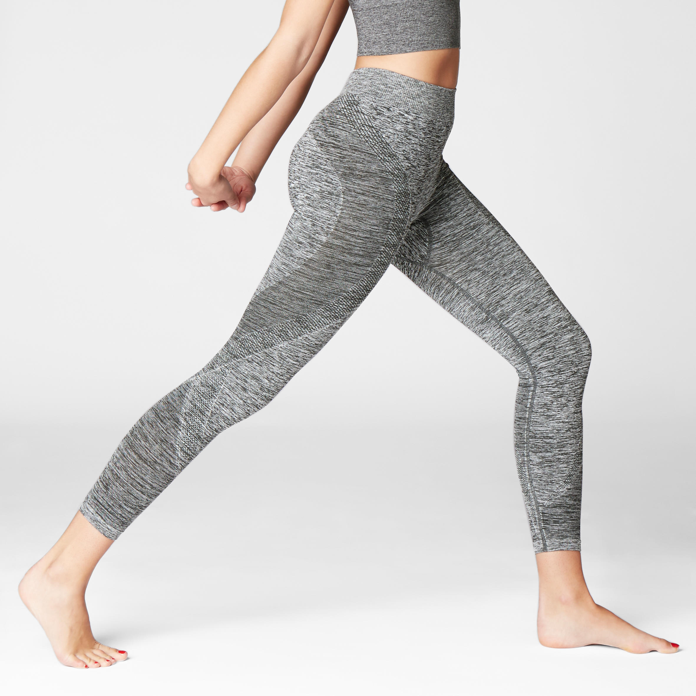 8 Yoga Leggings - Mottled Grey - Decathlon