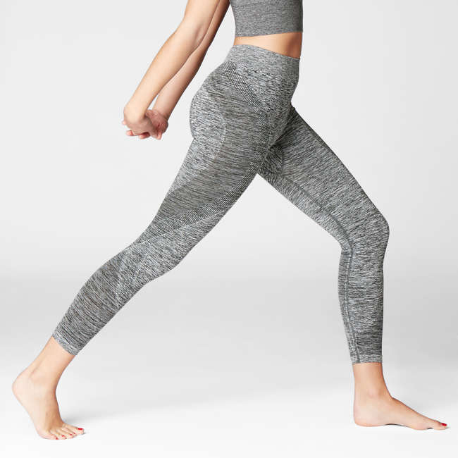 DOMYOS Women's Seamless Yoga Pants - Grey | Decathlon