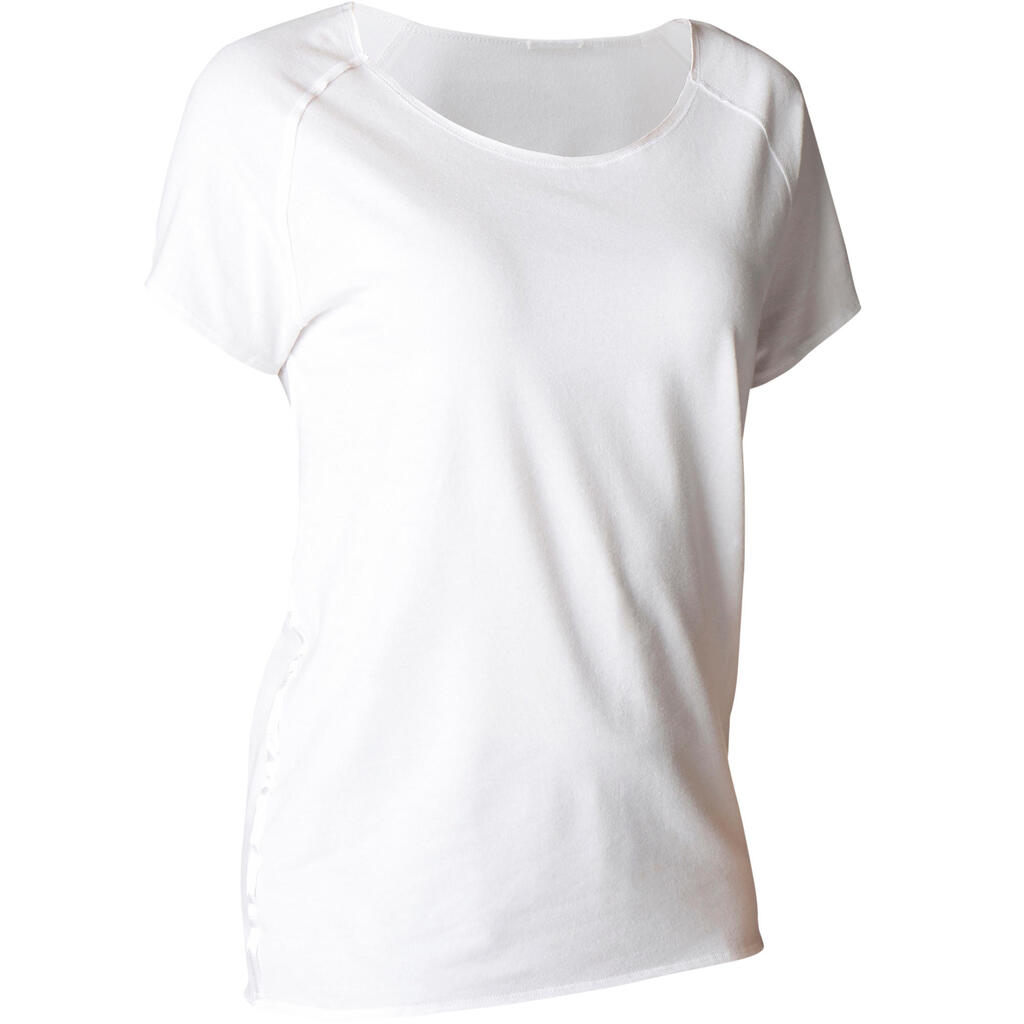 T-Shirt Yoga 100 Damen Bio-Baumwolle/Lyocell - blau