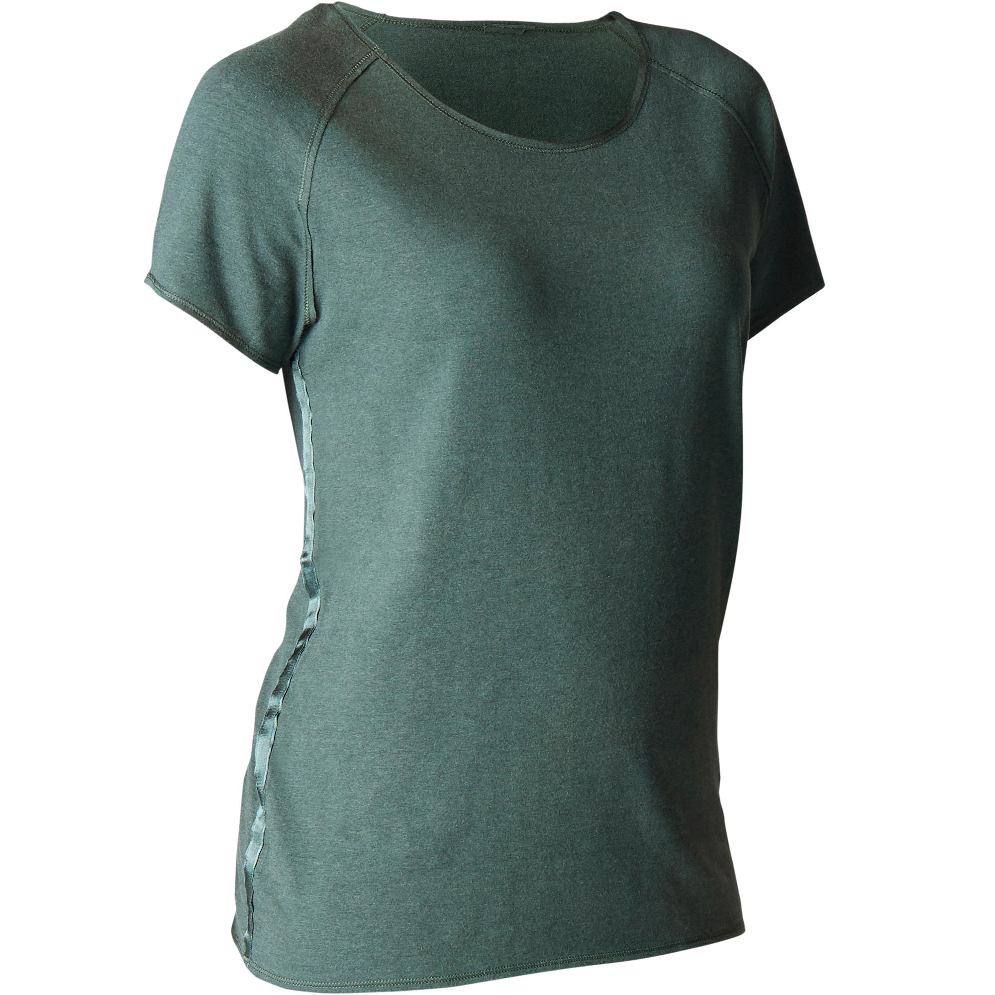 KIMJALY Women's Organic Cotton Gentle Yoga T-Shirt - Dark Green