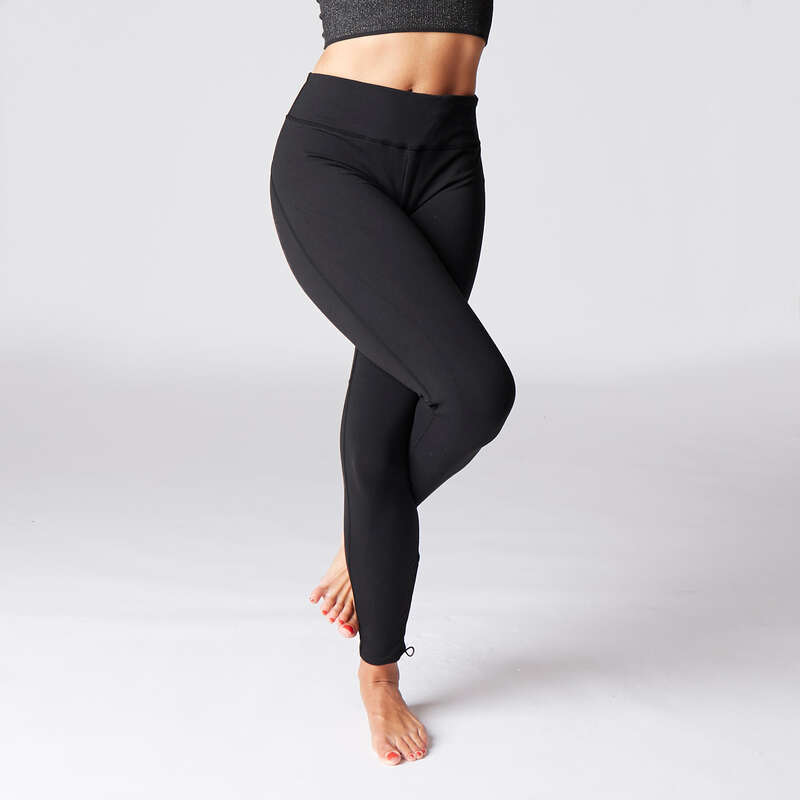 WOMAN YOGA APPAREL Fitness and Gym - Women's Breathable Yoga Leggings - Black DOMYOS - Gym Activewear
