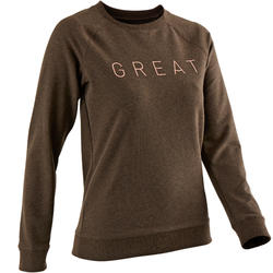 Sweat 500 Gym Stretching femme kaki chiné