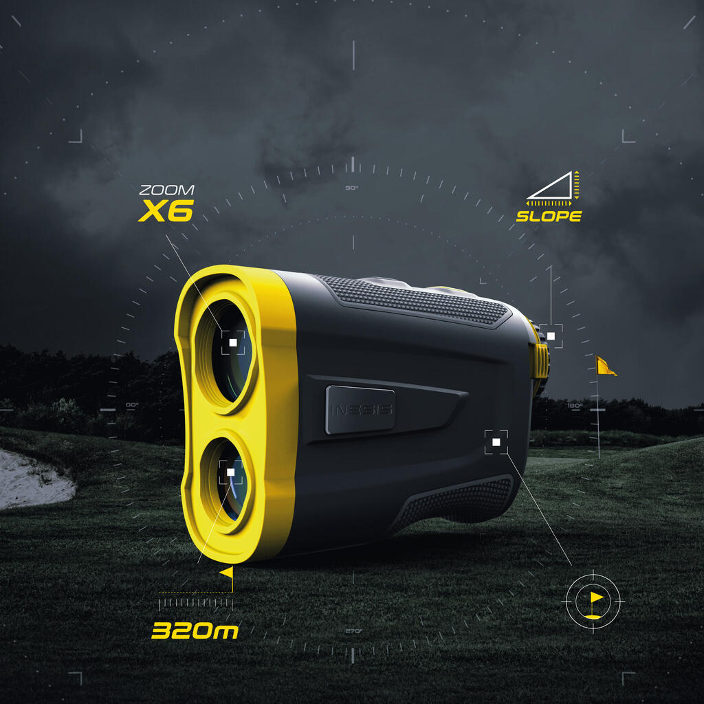 LASERSKI MERAČ DOMETA ZA GOLF - INESIS 900 ŽUTO/CRNI