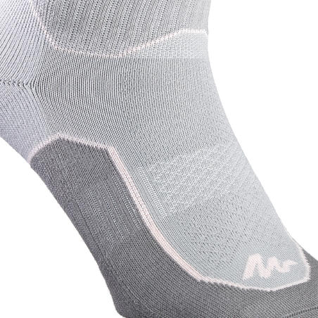 Sive/roze visoke čarape za planinarenje NH500 (2 para)