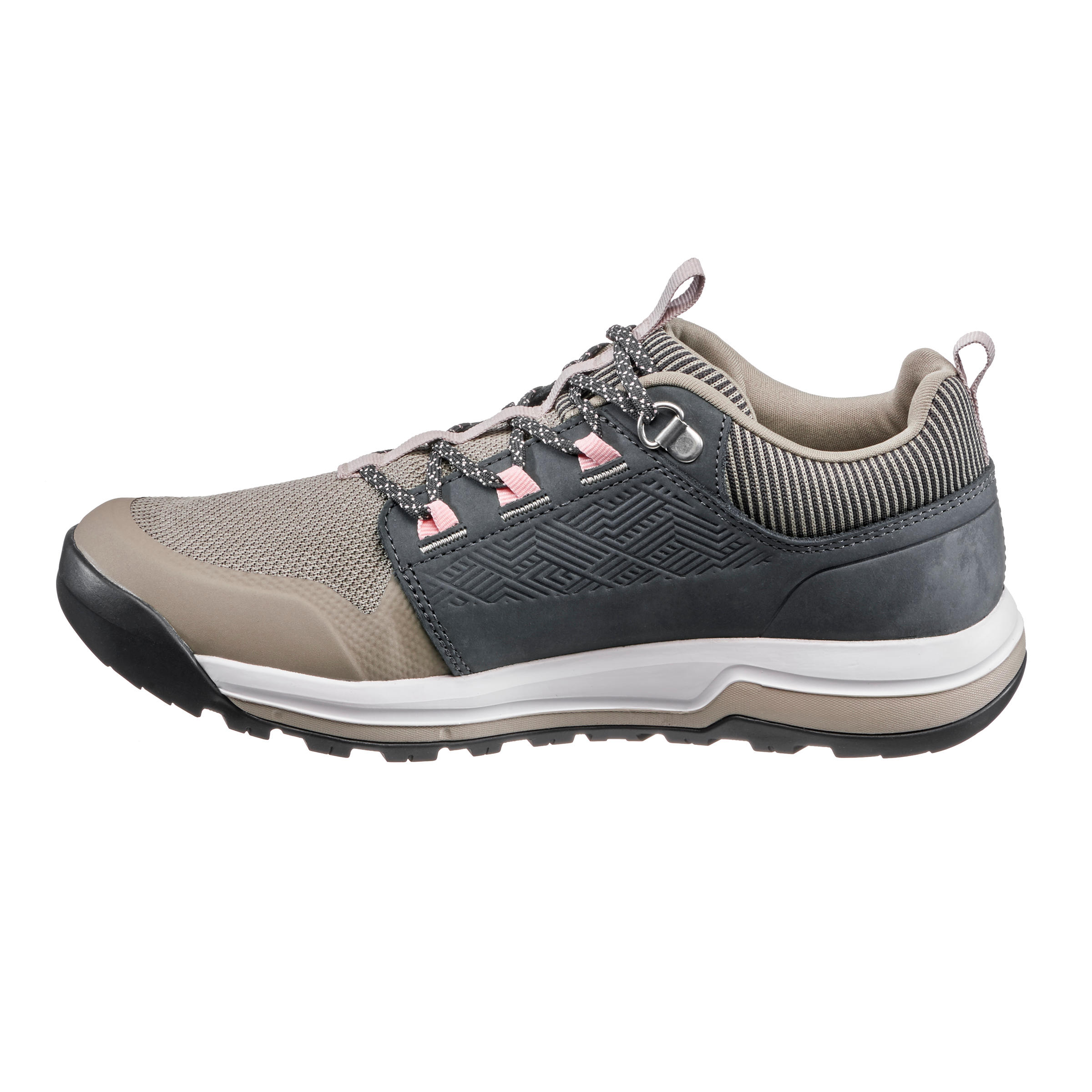 Women's Hiking Shoes -NH 500 black/peach - Iced coffee, Linen, Fluo pale  peach - Quechua - Decathlon
