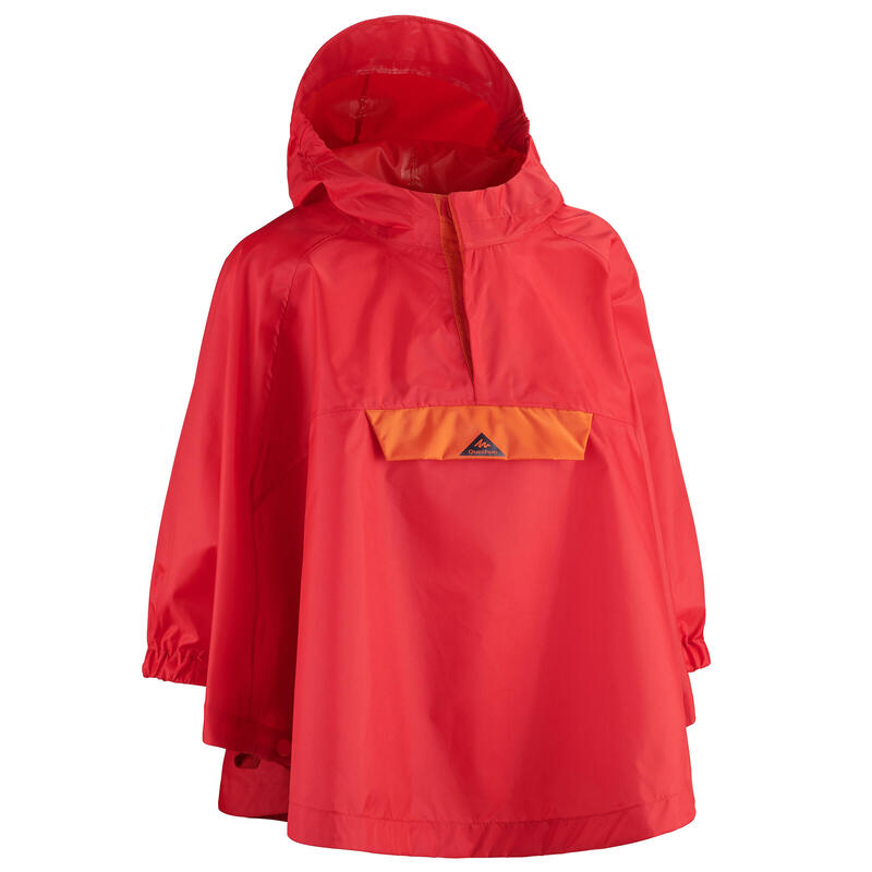 Poncho de Lluvia de Montaña y Trekking Niños Quechua MH100 Impermeable Rojo