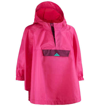 Kids’ Waterproof Hiking Poncho MH100 Pink