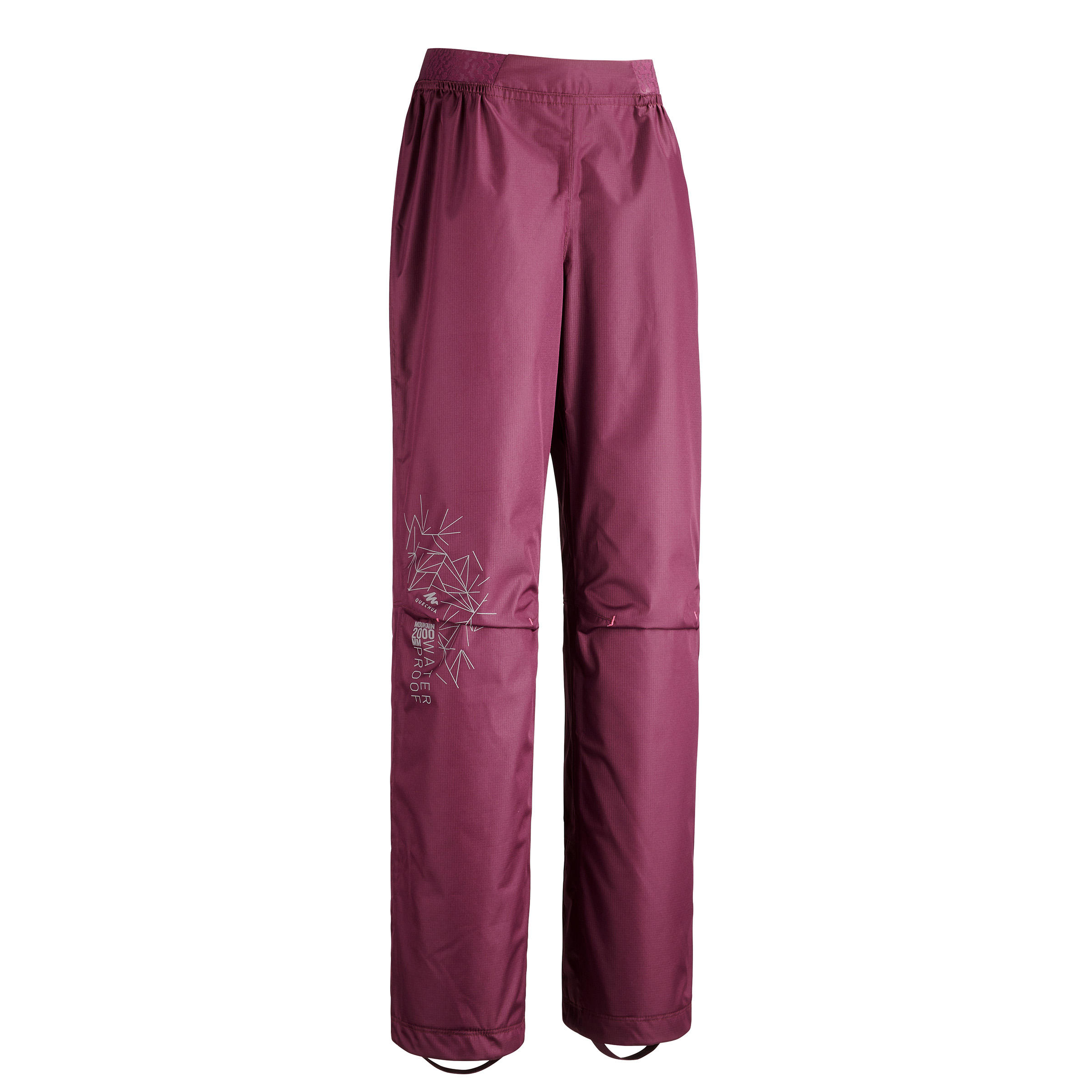 QUECHUA MH500 Kids' Hiking Overtrousers - Plum
