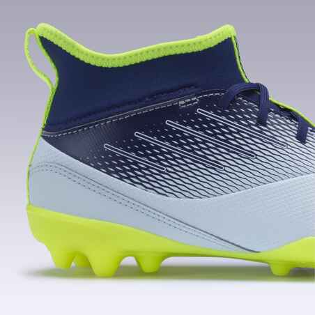 Agility 500 MG Kids' High-Top Football Boots - Grey/Blue