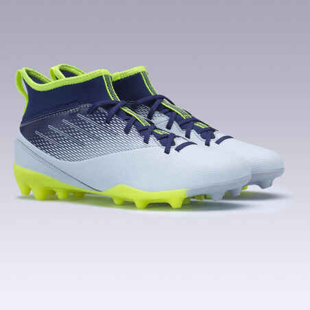 Agility 500 MG Kids' High-Top Football Boots - Grey/Blue