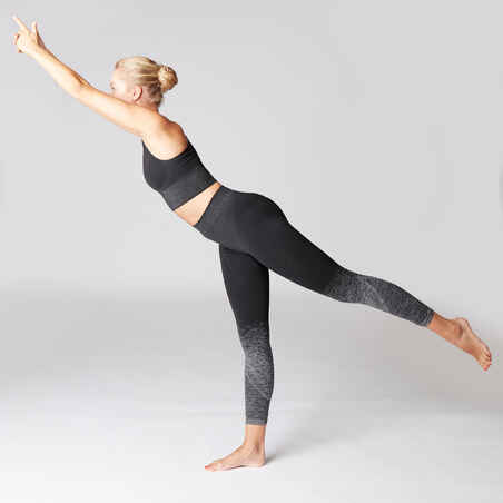Seamless 7/8 Yoga Leggings - Black/Silver