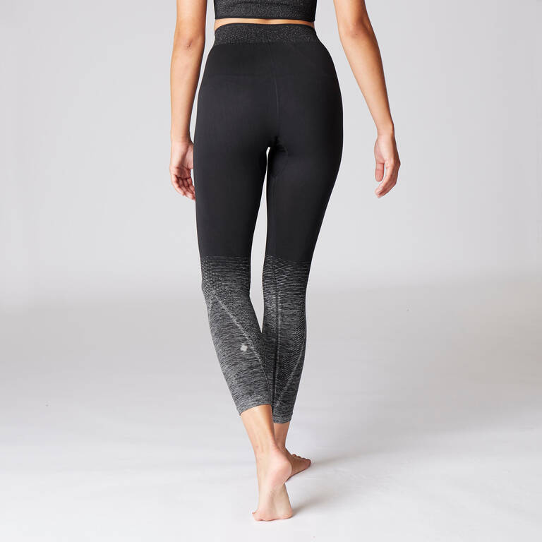 Seamless 7/8 Yoga Leggings - Black/Silver