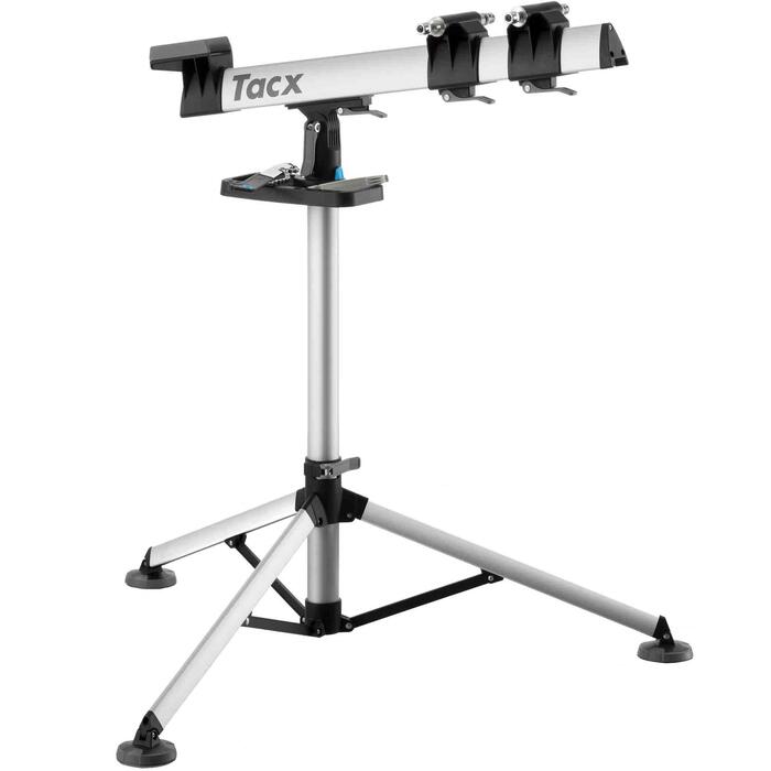 HOMCOM Support Vélo Pliable Réparation - Pied D'Atelier Pivotant 360° Hauteur Réglable 109-180 Cm, Stable Et Compact Argent Stand Vélo Pivotant 360 Degrés