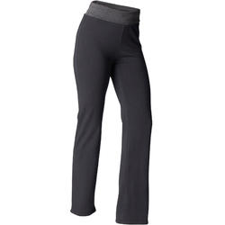 PANTALÓN YOGA SUAVE MUJER ALGODÓN AGRICULTURA BIOLÓGICA NEGRO / GRIS
