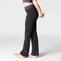 Pantalon chandal corte recto anchos fitness y yoga para mujer Negro