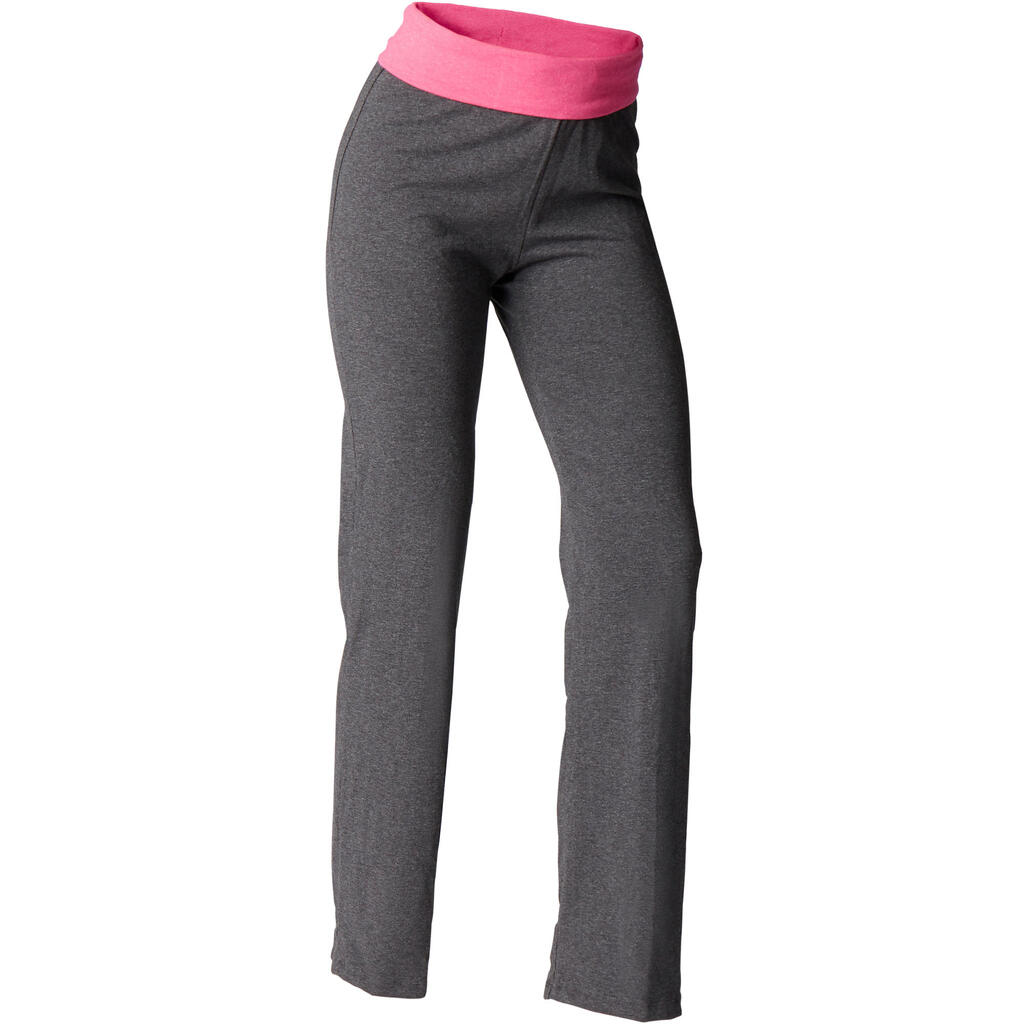 Yogahose sanftes Yoga aus Baumwolle aus biologischem Anbau Damen bordeaux/grau