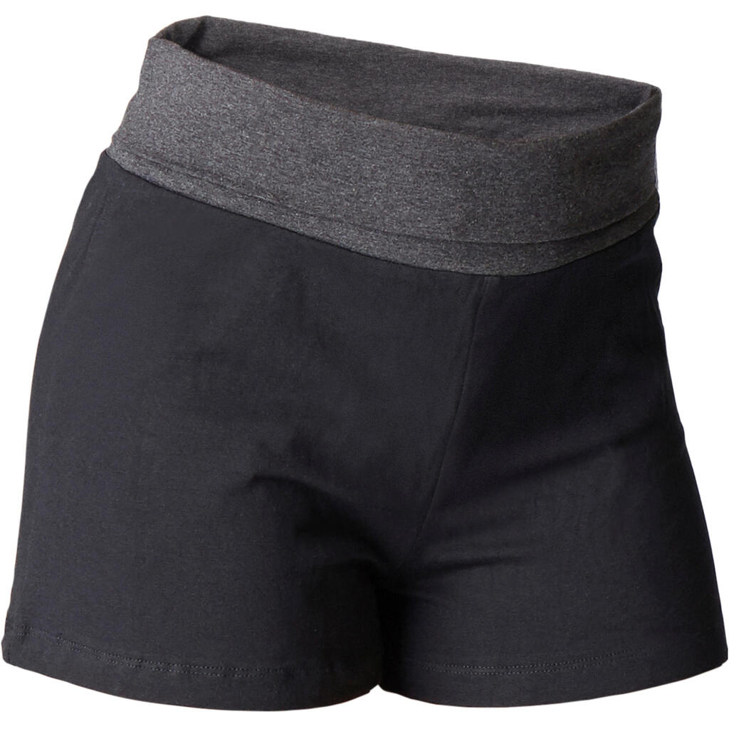 Women's Cotton Yoga Shorts - Grey/Pink