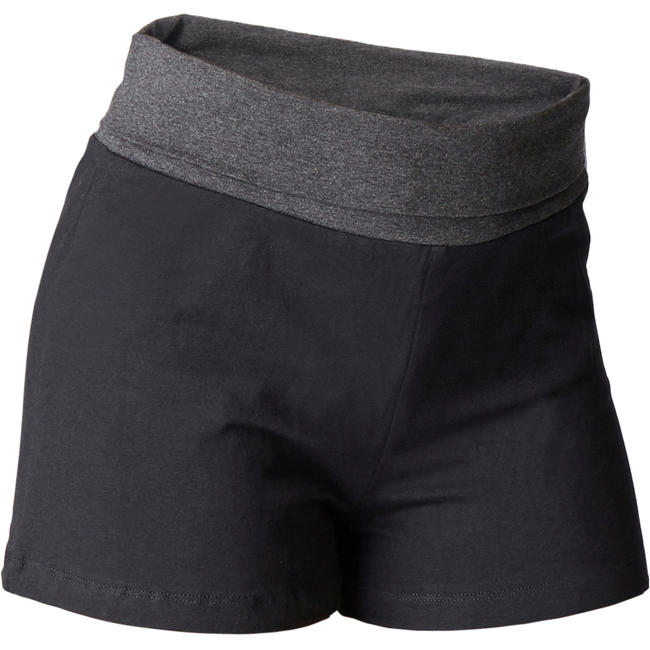 Women's Organic Cotton Gentle Yoga Shorts Black/Mottled Grey