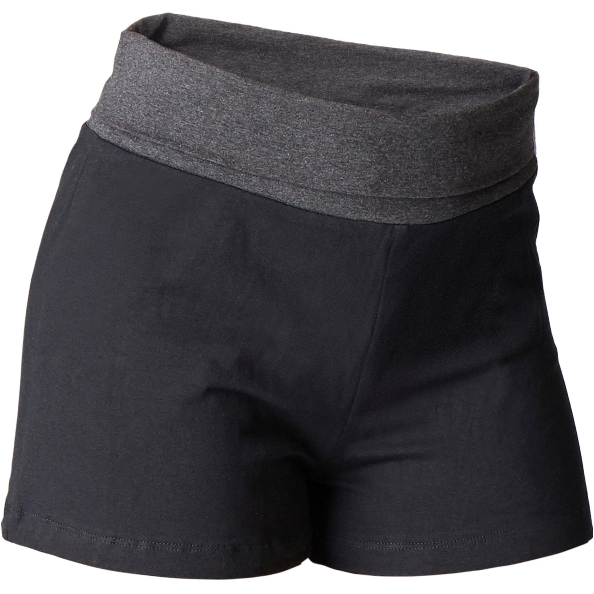 Women's Cotton Yoga Shorts - Black/Grey Marl 2/10