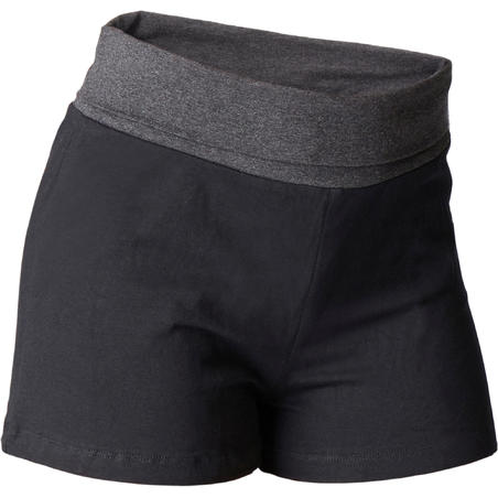 Women's Eco-Designed Gentle Yoga Shorts - Black/Mottled Grey