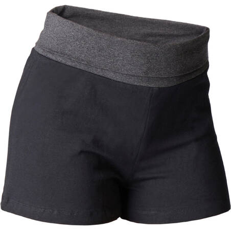 Women's Cotton Yoga Shorts - Black/Grey Marl