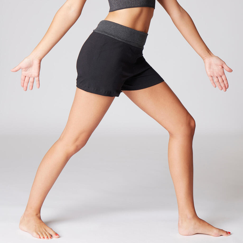 Women's Eco-Friendly Cotton Yoga Shorts - Mottled Grey
