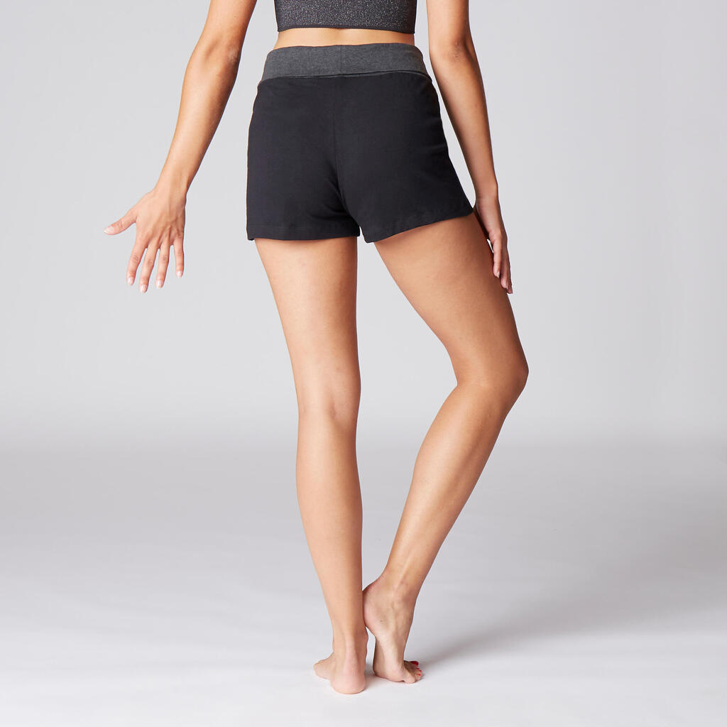 Women's Cotton Yoga Shorts - Grey/Pink