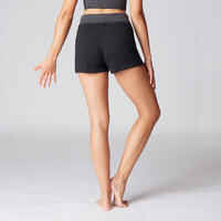 Women's Cotton Yoga Shorts - Black/Grey Marl