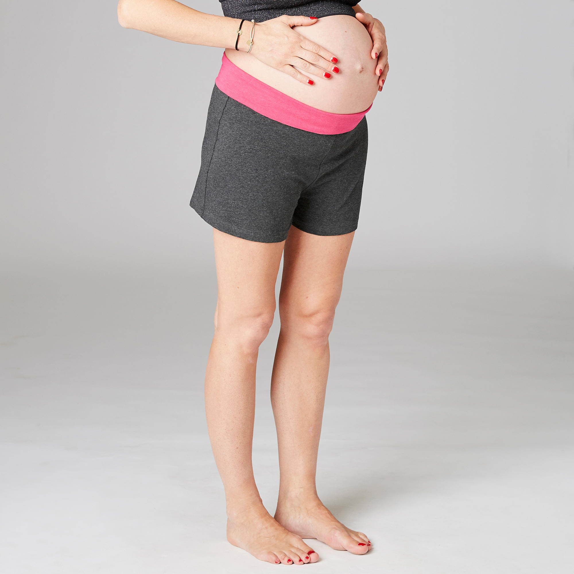 

Women's Organic Cotton Gentle Yoga Shorts - Grey/Pink
