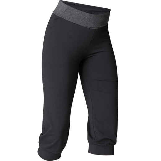 
      Women's Organic Cotton Gentle Yoga Cropped Bottoms - Black/Grey
  