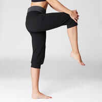 Women's Eco-Designed Cotton Yoga Cropped Bottoms - Black/Grey