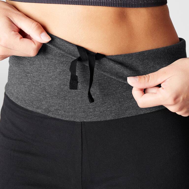 Women's Organic Cotton Gentle Yoga Cropped Bottoms - Hitam/Abu-abu