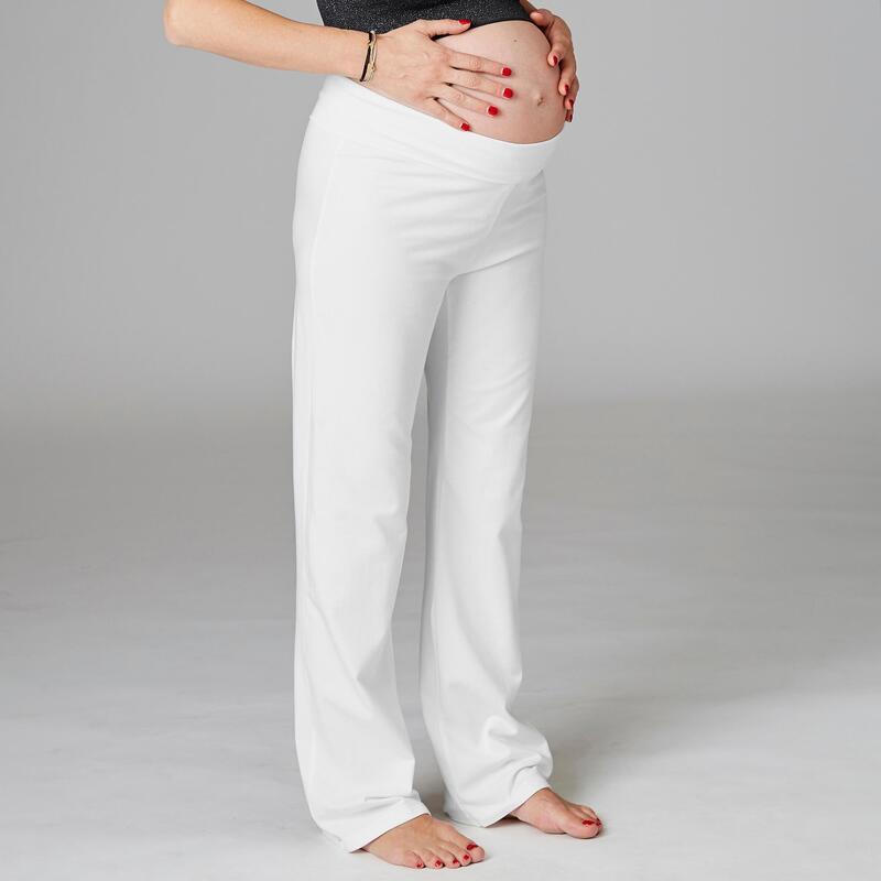 Pantalon corte recto anchos fitness y yoga para mujer blanco