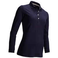 Golf Poloshirt langarm MW500 Damen marineblau