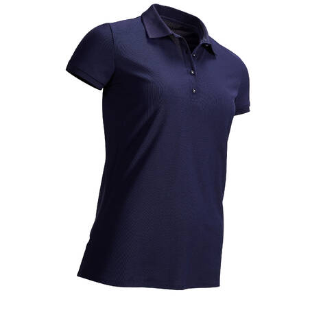 Kaos polo lengan pendek golf wanita WW500 navy blue