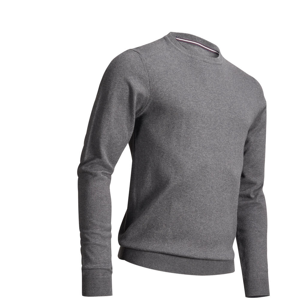 Men's golf crew neck pullover mw500 dark grey
