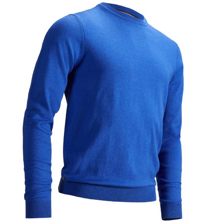 Men's golf crew neck pullover MW500 mottled blue