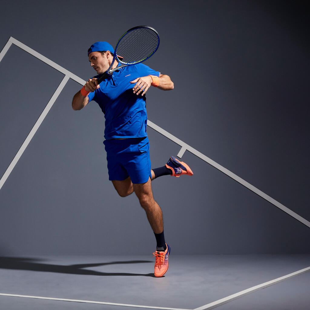 Dry 500 Tennis Polo Shirt - Blue/Coral