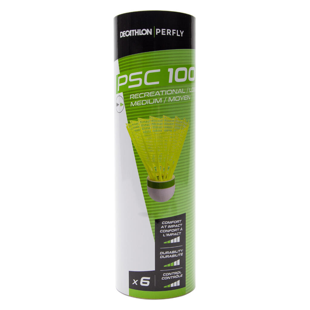 Bela plastična loptica za badminton PSC 100 MEDIUM (6 komada)