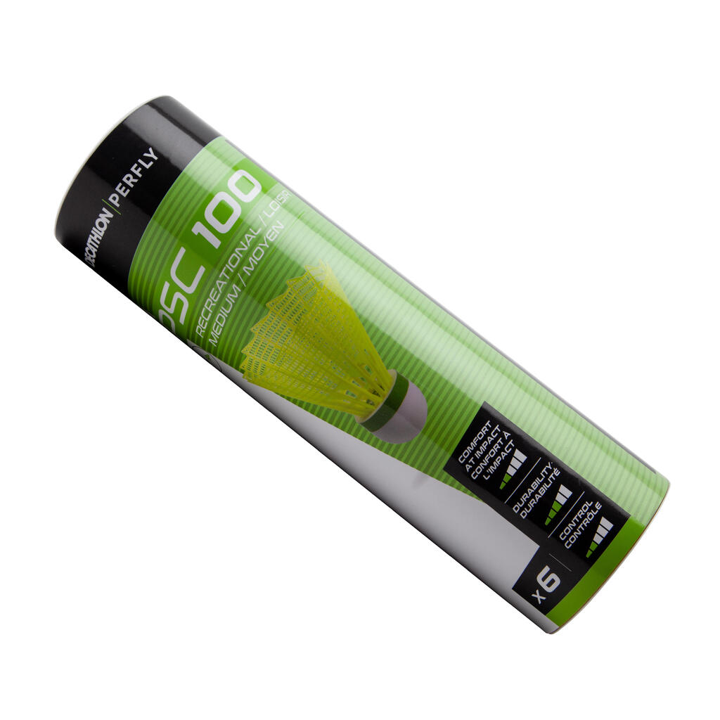 Bela plastična loptica za badminton PSC 100 MEDIUM (6 komada)