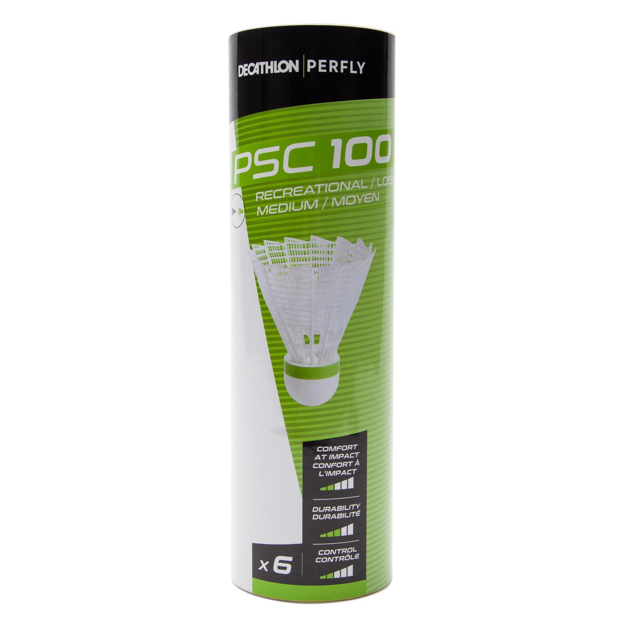 PERFLY PSC 100 MEDIUM  PLASTIC SHUTTLECOCK x 6 CH  WHITE