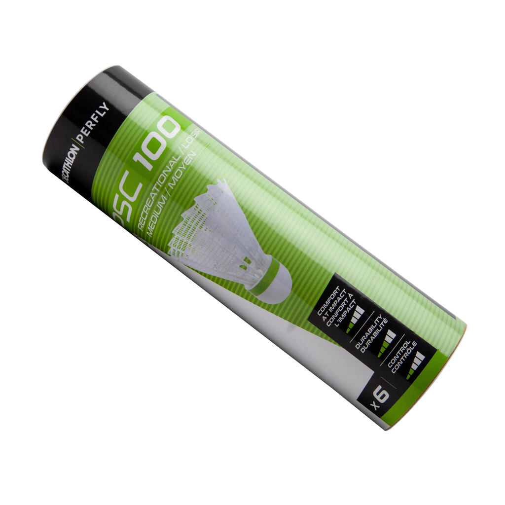 Bela plastična loptica za badminton PSC 100 MEDIUM (6 komada)