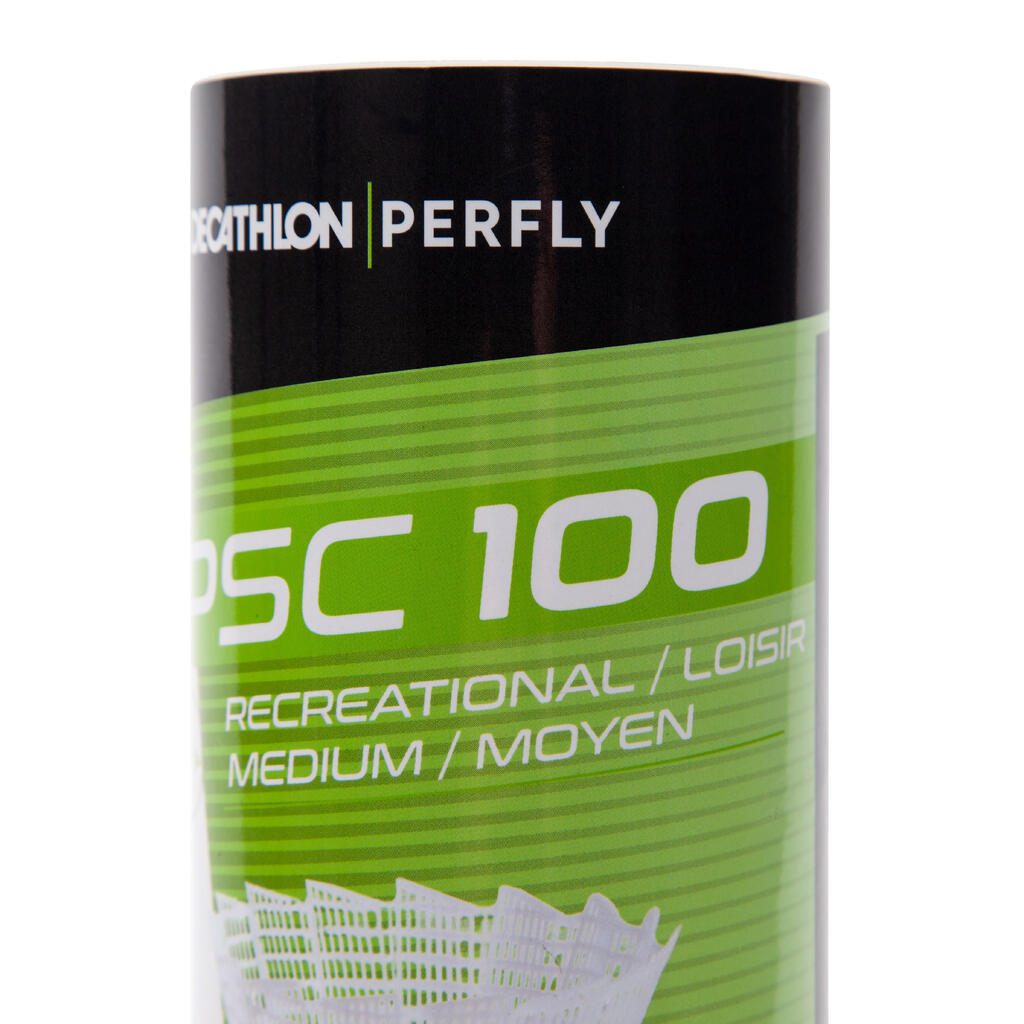Bela plastična loptica za badminton PSC 100 MEDIUM (6 komada)
