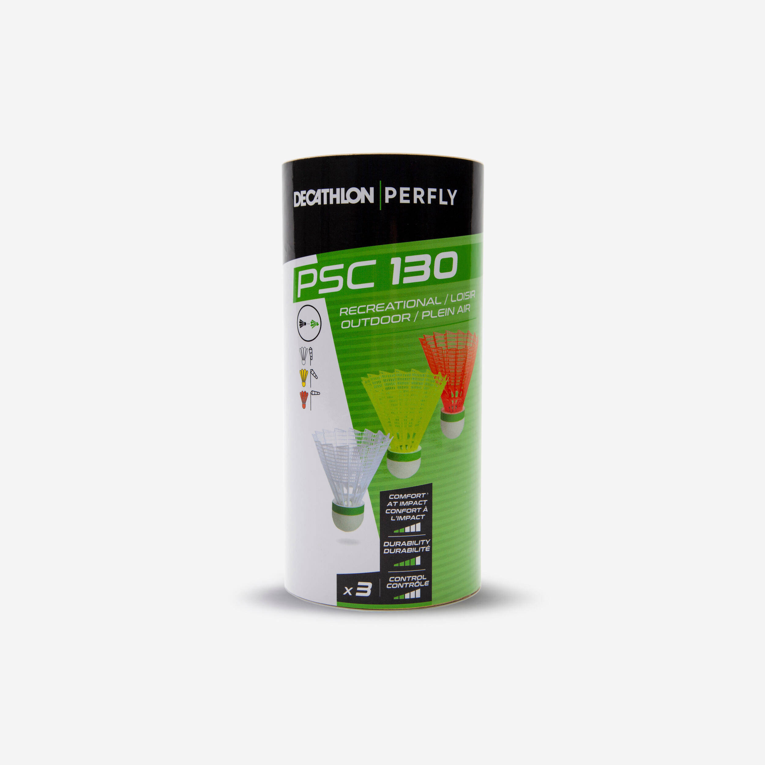 Badminton Outdoor Plastic Shuttlecock PSC 130x3 Tri Color -  1