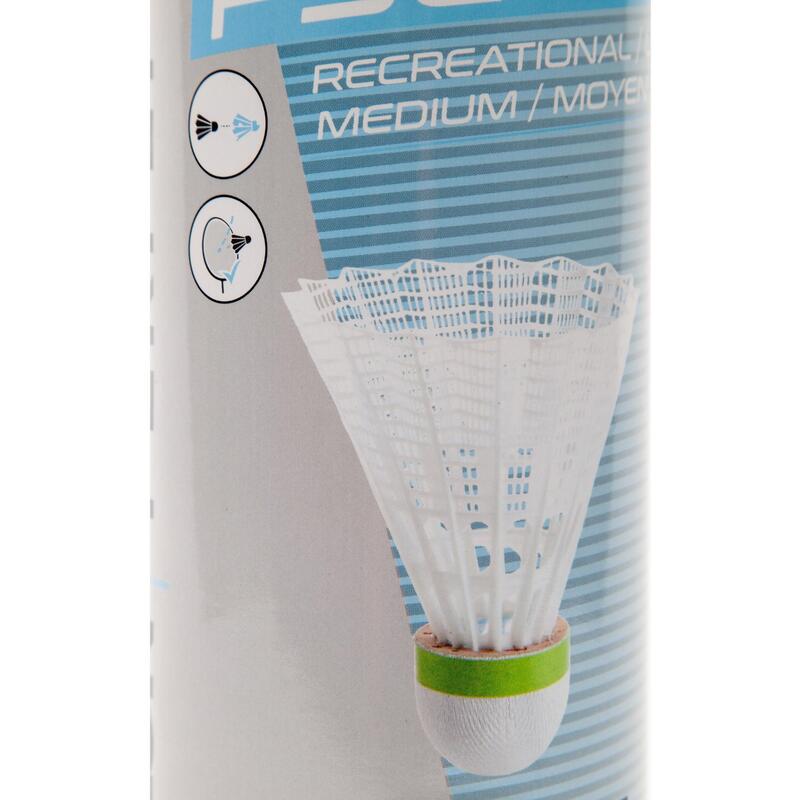 Lot De 6 Volants De Badminton En Plastique PSC 500 Medium - Blanc