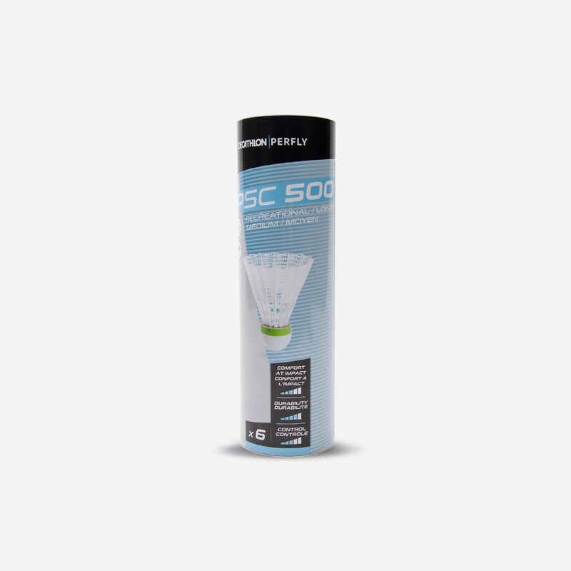 Plastikfederbälle PSC 500 Medium 6er-Dose weiß