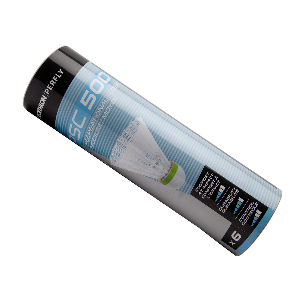 Žuta plastična loptica za badminton PSC 500 MEDIUM (6 komada)