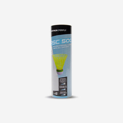 Lot De 6 Volants De Badminton En Plastique PSC 500 Medium - Jaune