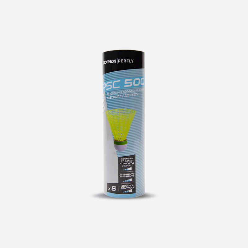 Plastikfederbälle PSC 500 Medium 6er-Dose gelb